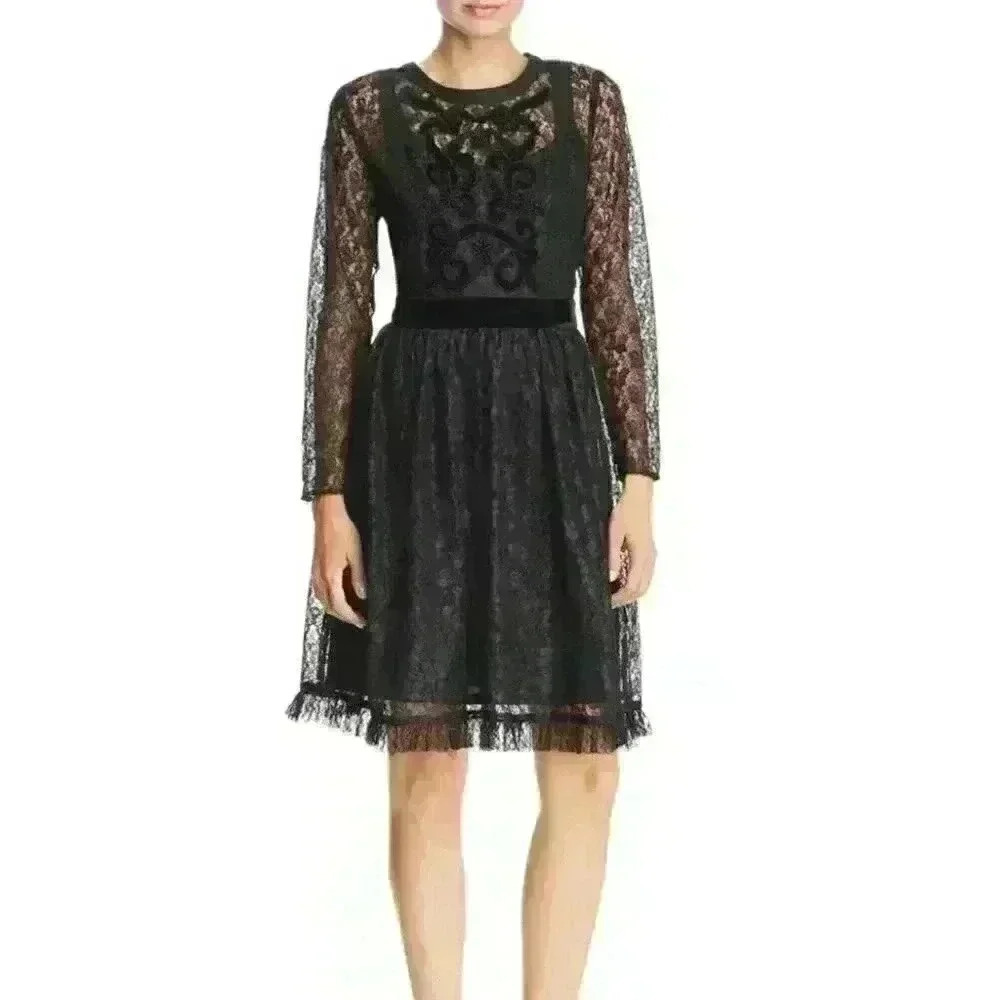 NEW! Nanette Lepore Women’s 2 Velvet Lace Dress NWT $158